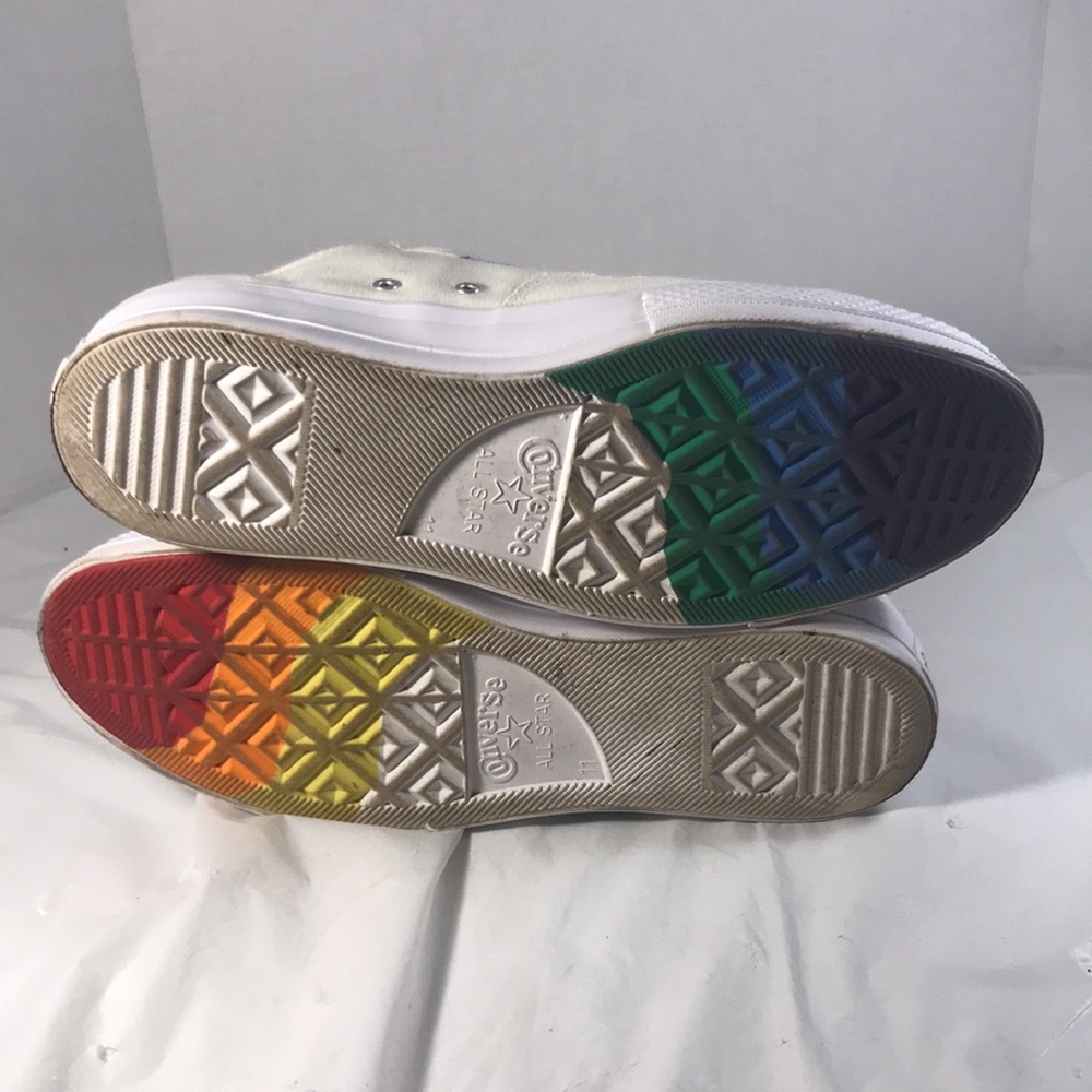 Converse Chuck Taylor All Star White Lift Platform Low Pride A02264C Unisex Shoe - Picture 6 of 9